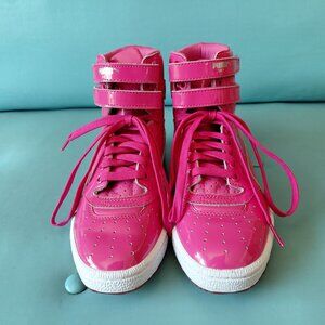Fuschia/Silver/White Puma Kids' SKY II HI PATENT Shoes Size Kid 4.5/Women 6